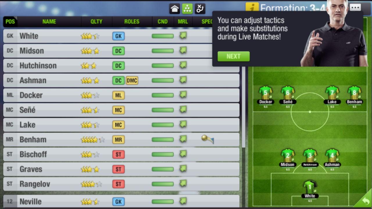 یک اسکرین شات از Top Eleven، یکی از بهترین بازی های فوتبال.