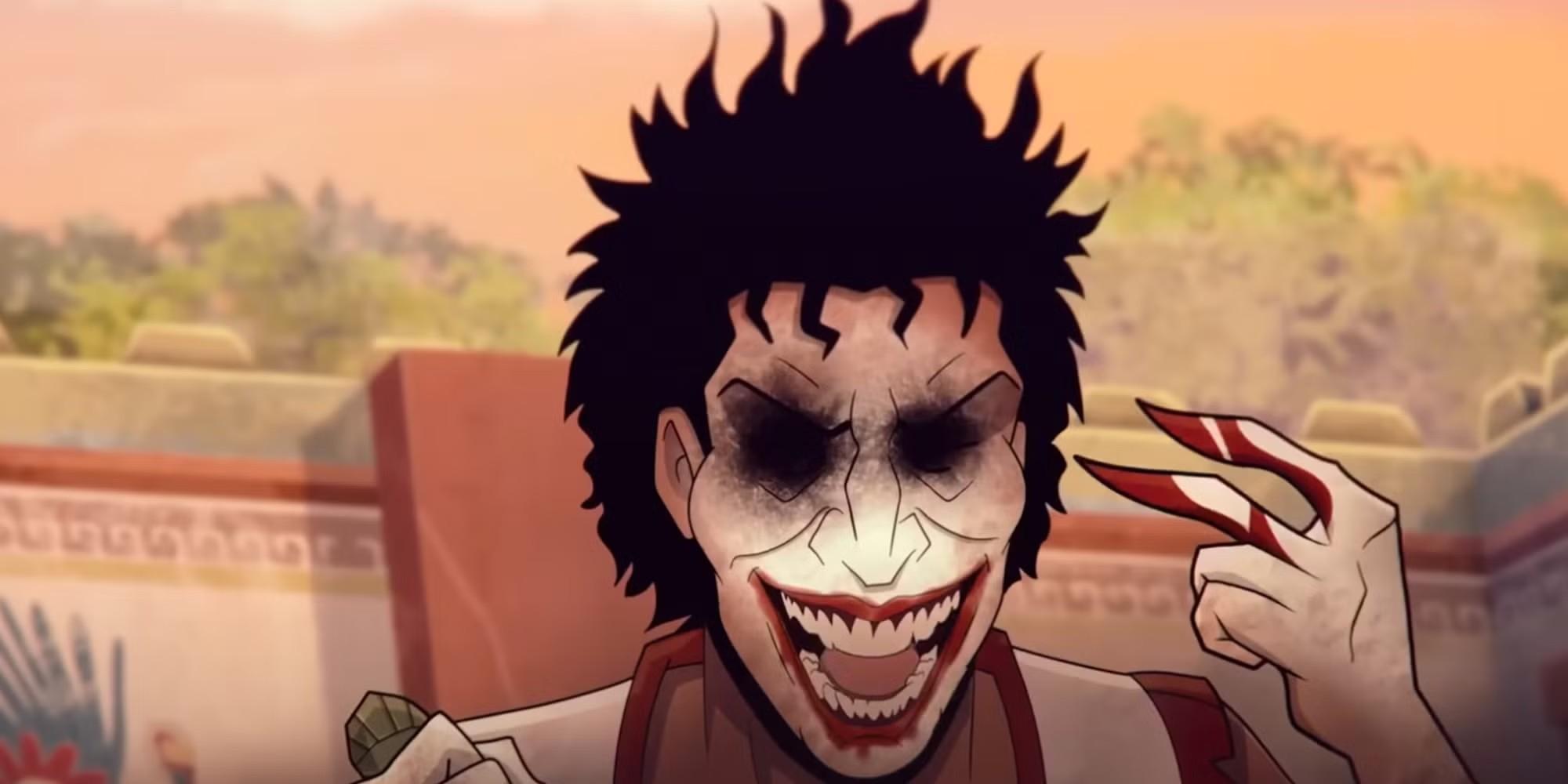 پیشینه Joker در Aztec Batman: تصویری از یوکا که با خون روی انگشتان و لب هایش می خندد