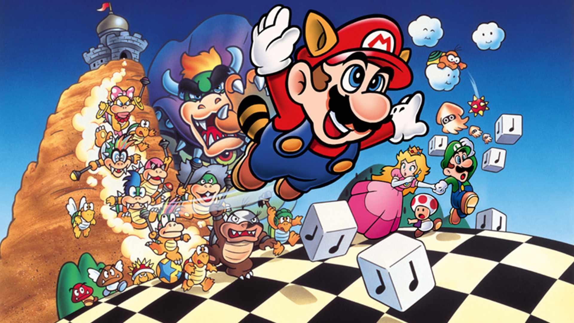تصویر کلیدی Super Mario Bros 3 با جادوی ماریو در پرواز