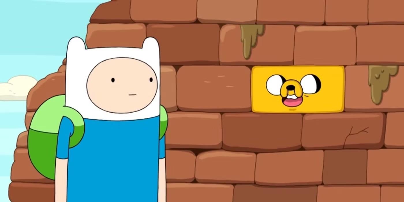 جیک به عنوان یک آجر در یک کلبه در Adventure Time - بهترین سریال انیمیشنی.