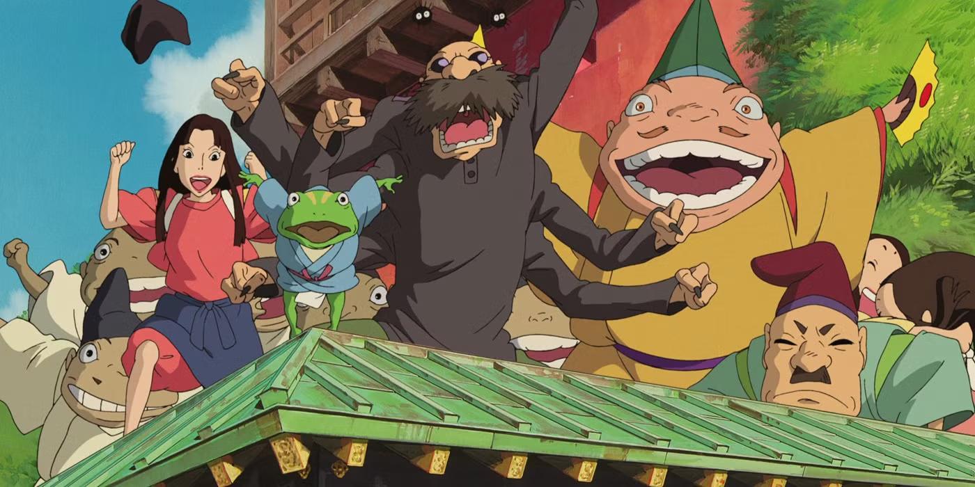 دوستان چیهیرو در حال خداحافظی در Spirited Away، بهترین فیلم فانتزی تماشای چندباره