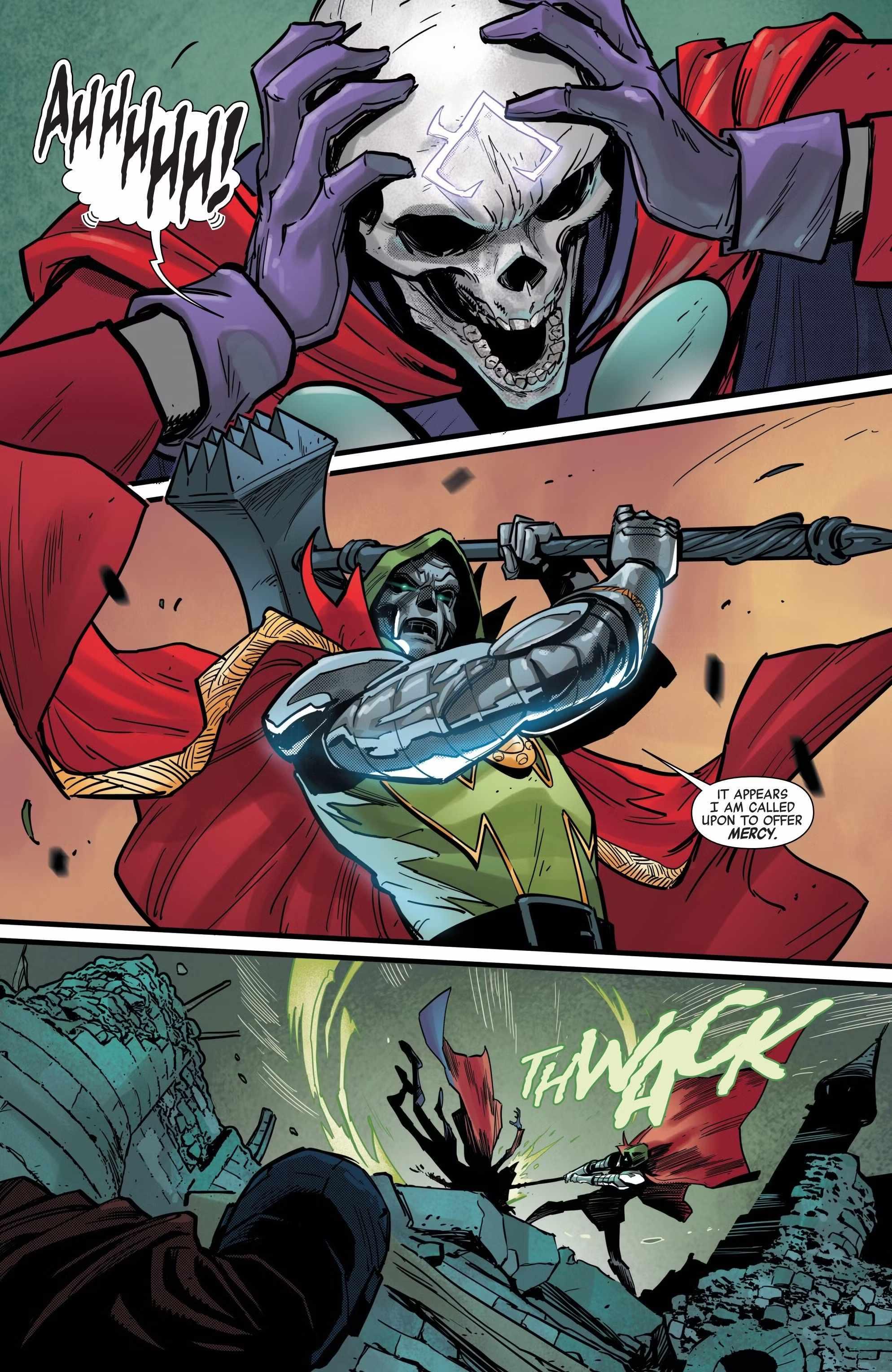Doctor Doom Onslaught را در One World Under Doom #6 می کشد: دکتر دووم شکست ناپذیر