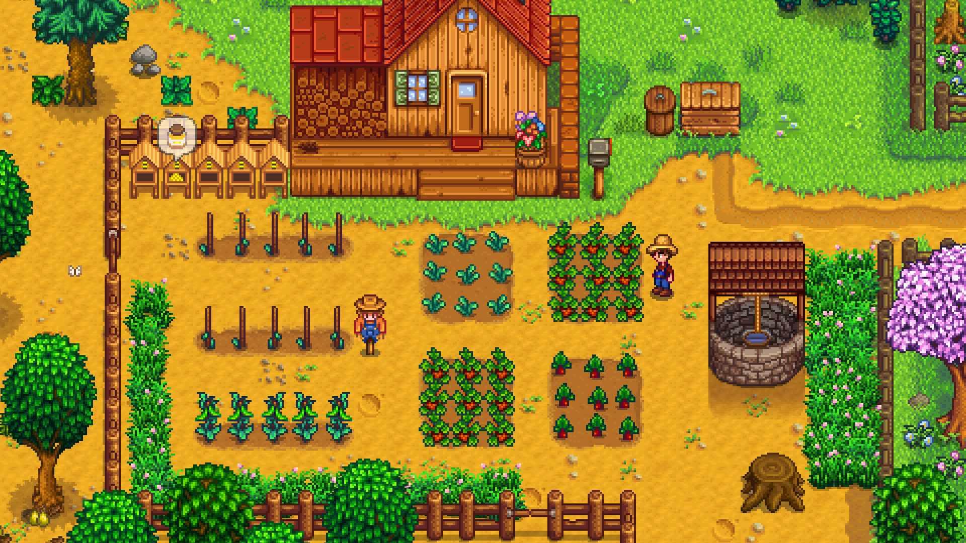 A screenshot of a farm in Stardew Valley, یکی از بهترین بازی های RPG.