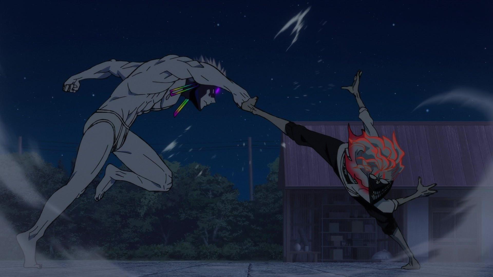 Two men fighting in Dan Da Dan season 2 - Dan Da Dan فصل 3 تاریخ انتشار