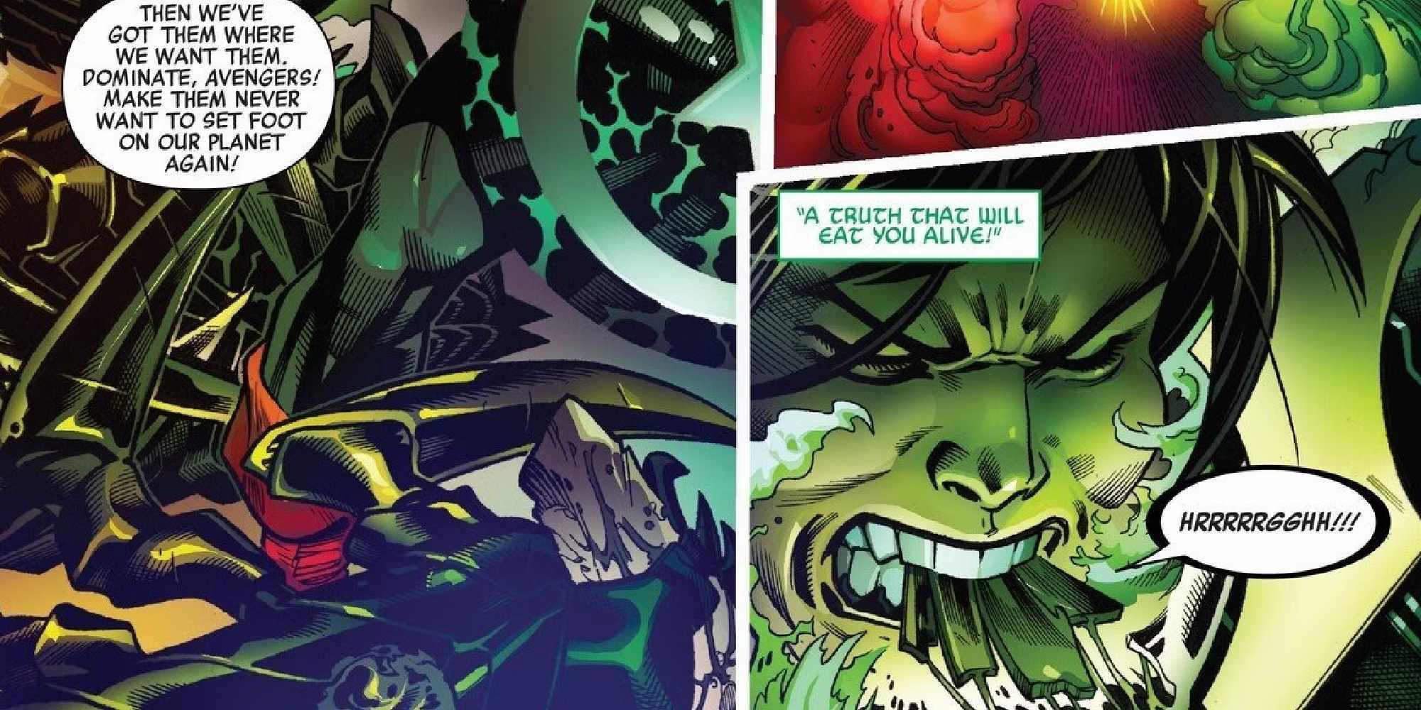 شی-هالک زره سلستیال تاریک را در Avengers #6 2018 گاز می گیرد، یکی از شاهکارهای فراموش شده Marvel
