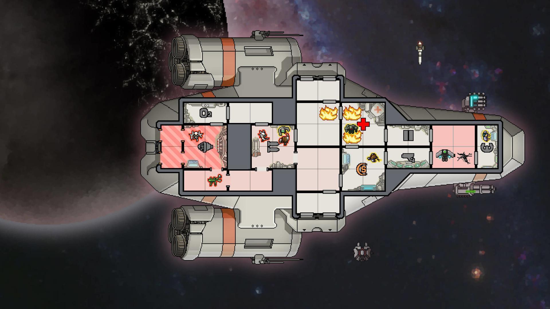 Spaceship interior in FTL: Faster Than Light, a classic strategy game from بهترین بازی های Roguelike.