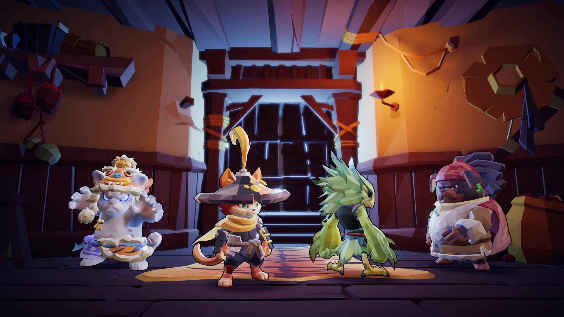 Four playable characters in Gunfire Reborn, a co-op FPS from بهترین بازی های Roguelike.