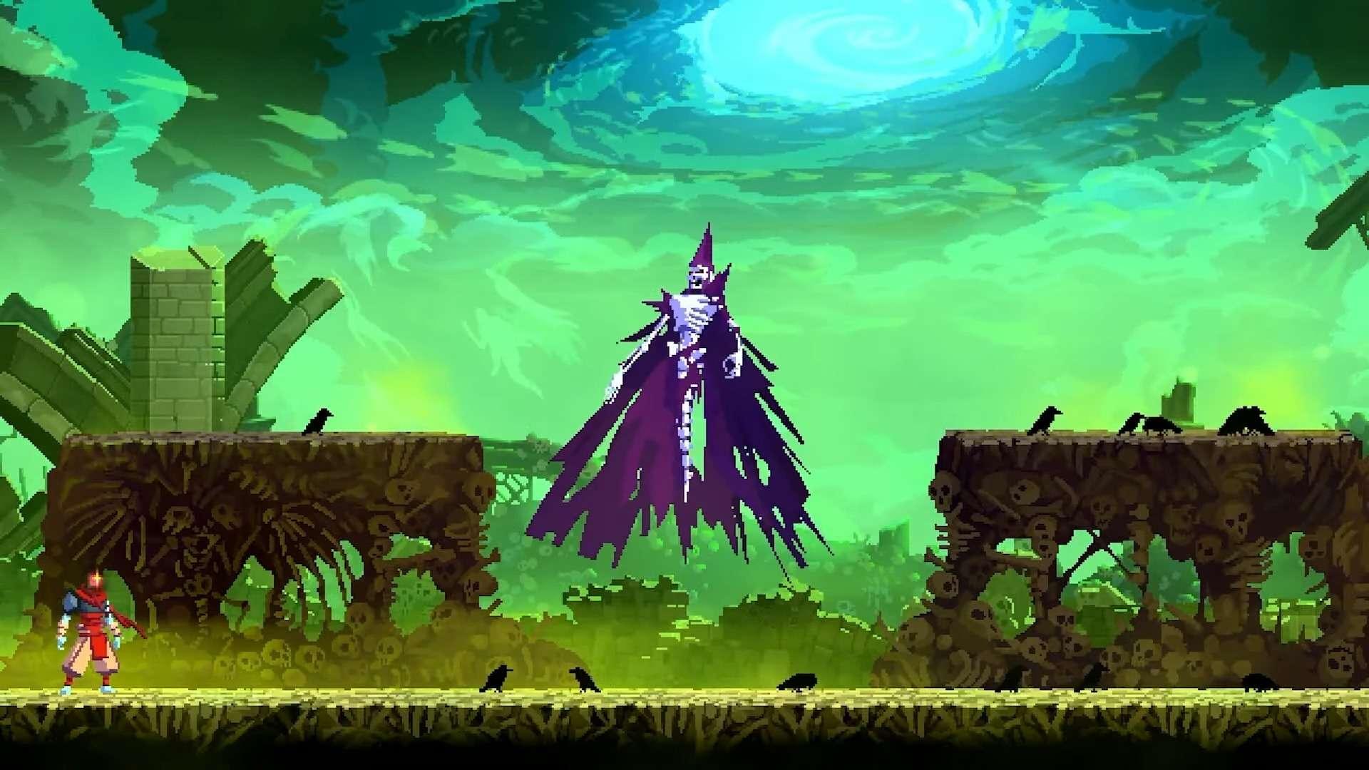 Boss fight in Dead Cells Castlevania DLC, a renowned Roguevania from بهترین بازی های Roguelike.