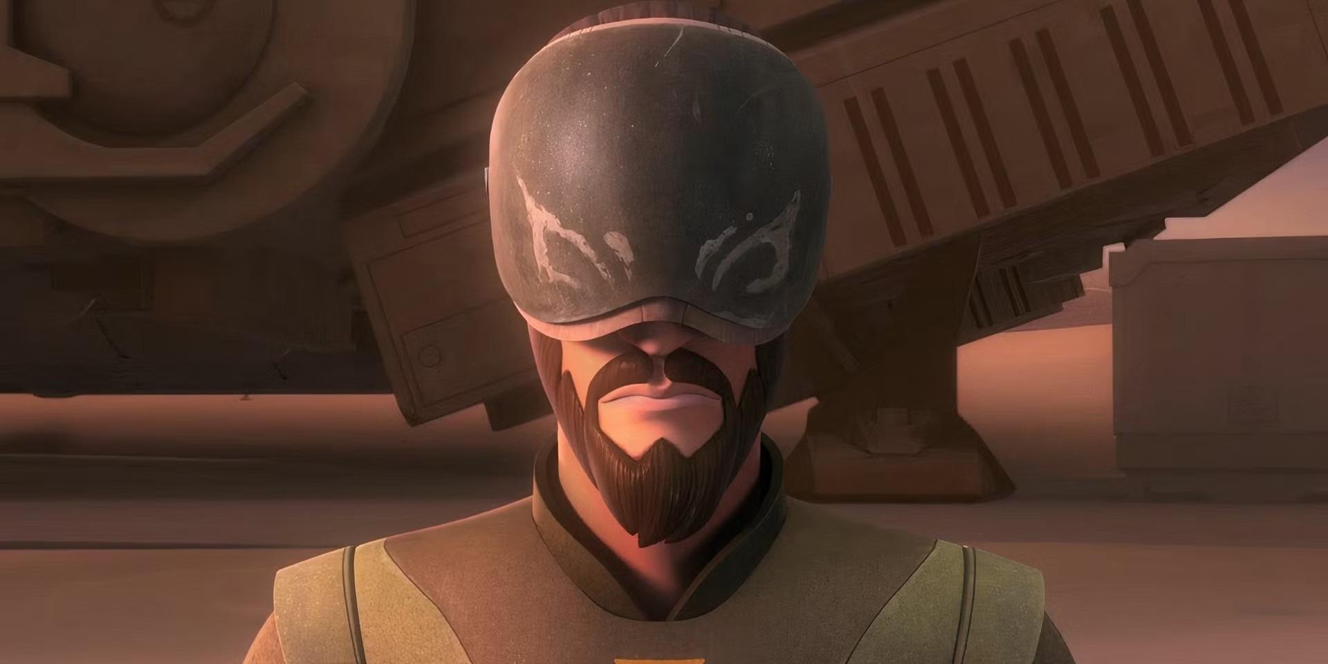 سخنان حکیمانه جدای کنان جاروس با ماسک خود که چشمان Jaig دارد در Star Wars Rebels
