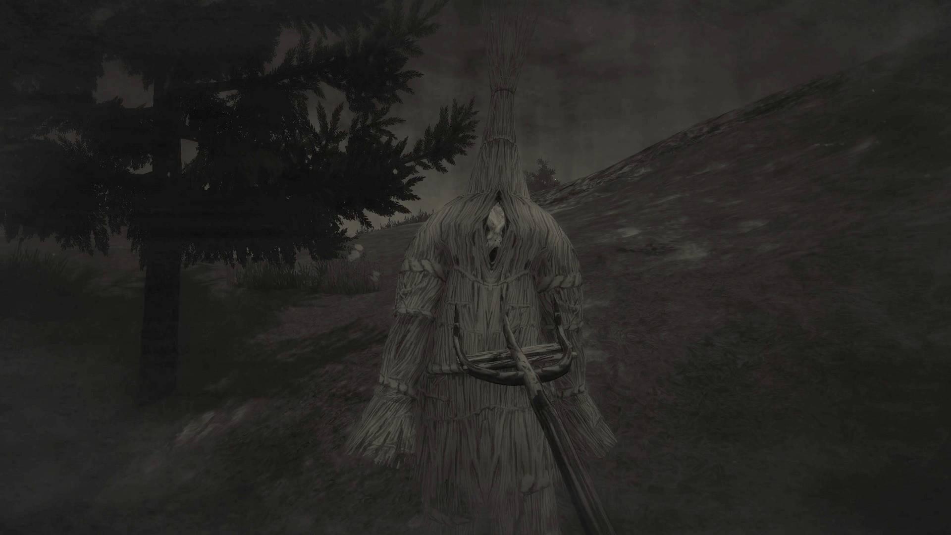 بهترین بازی های ترسناک - Mundaun screenshot of a figure hiding inside a straw effigy