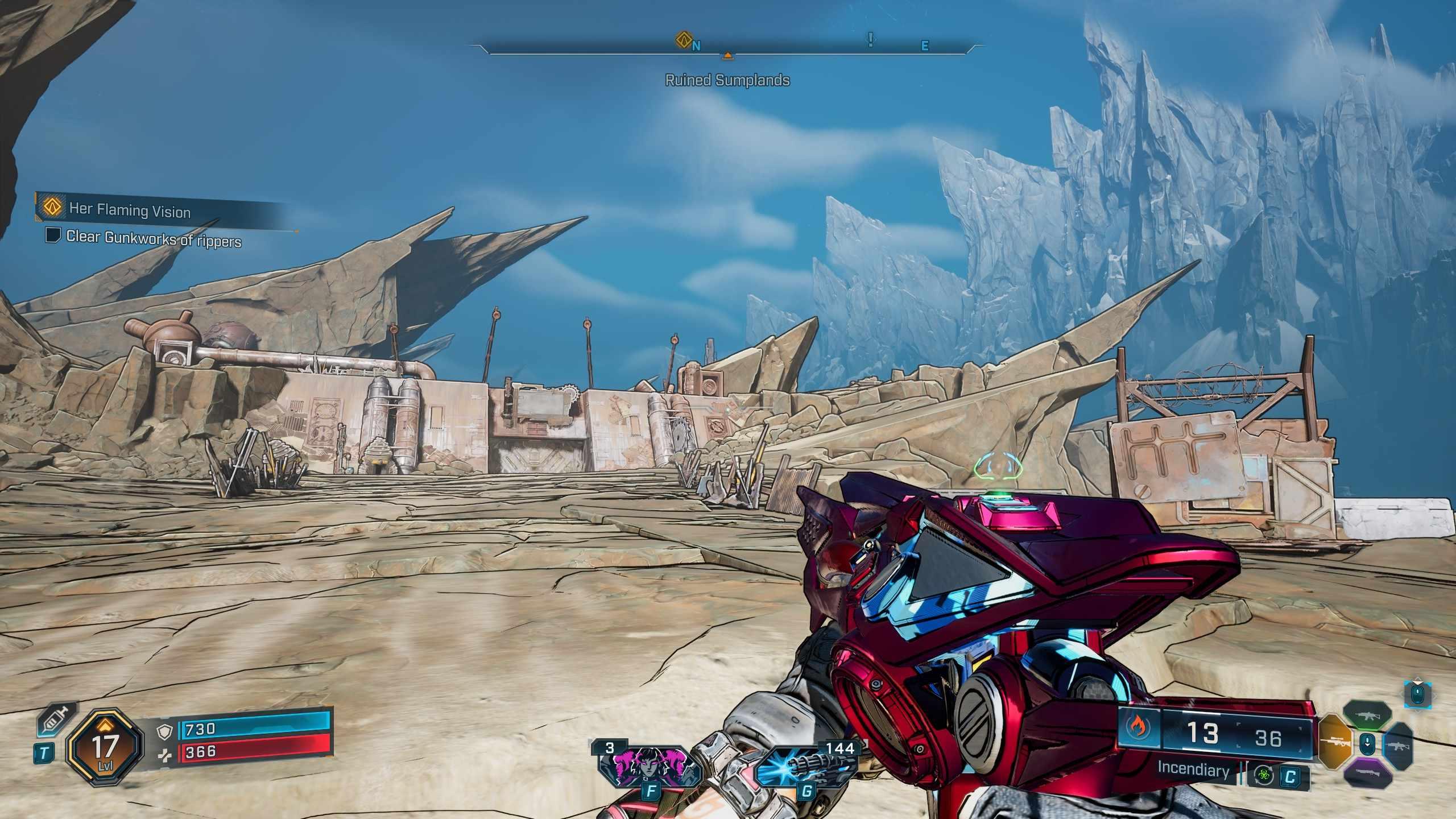 اسکرین شات Borderlands 4 که بازیکن رو با یک تفنگ انرژی قرمز براق نشون می ده – نکات و ترفندهای Borderlands 4