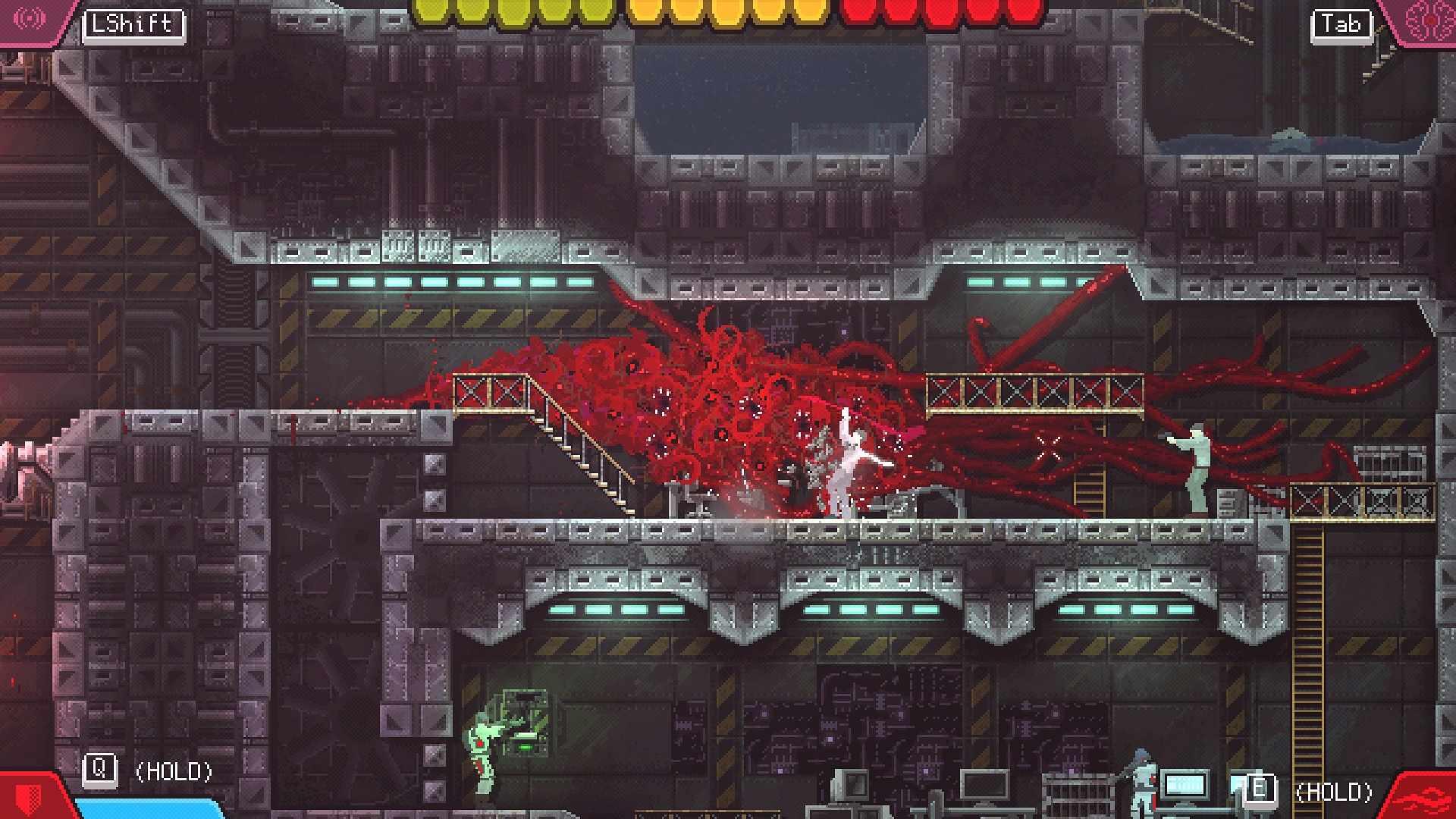 بهترین بازی های ترسناک - Carrion screenshot of its side-scrolling platformer gameplay