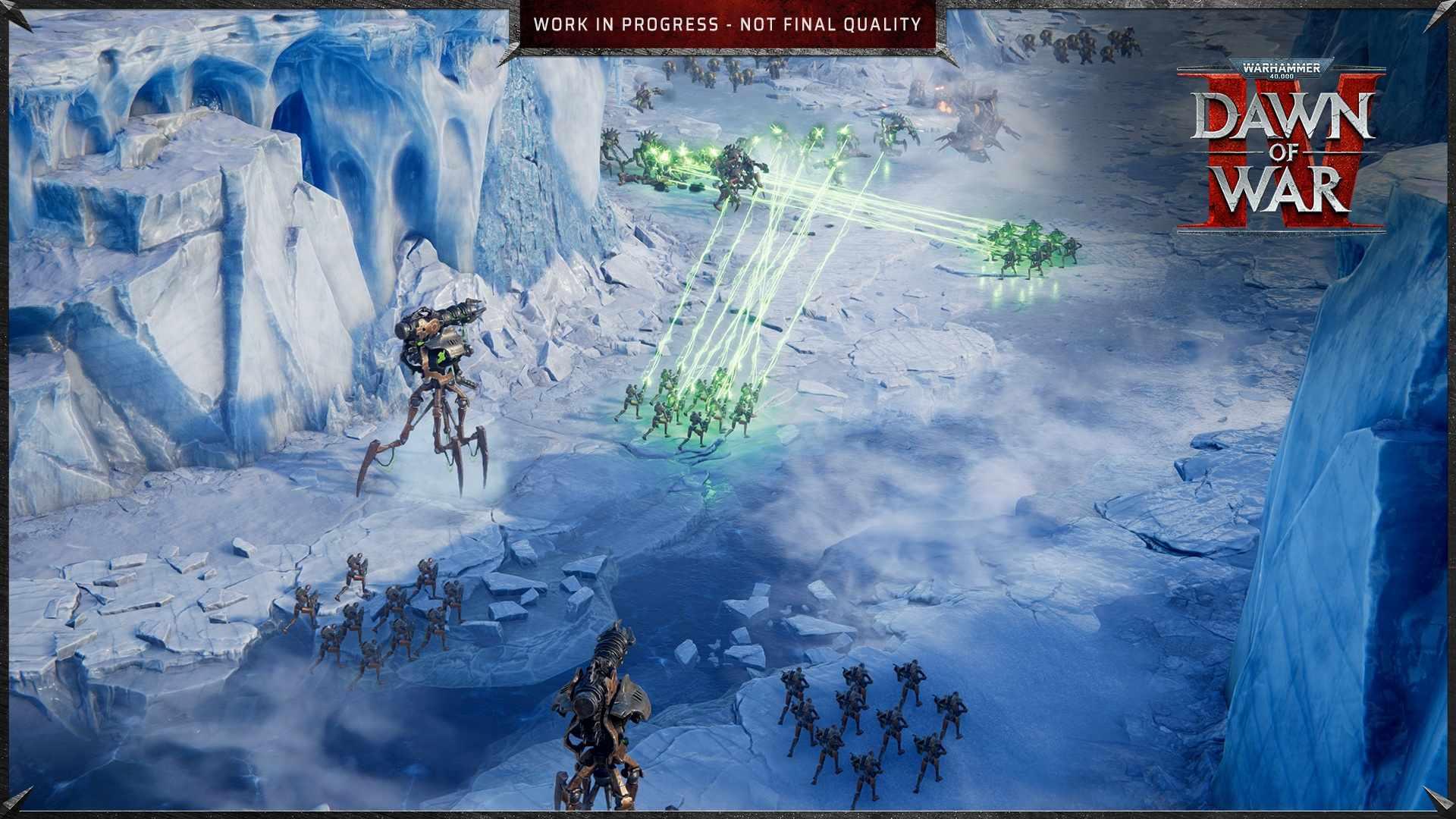 Warhammer 40,000 Dawn of War 4 screenshot of soldiers firing on an icy terrain - داون آو وار جدید
