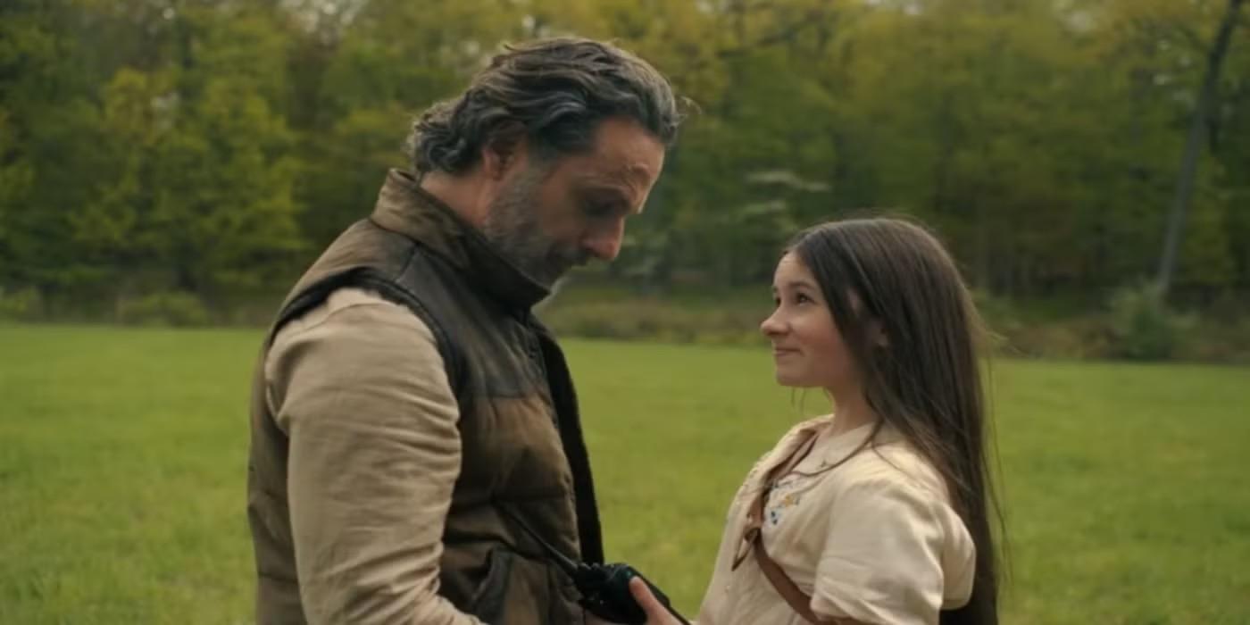 بازی Andrew Lincoln در The Walking Dead: ریک (اندرو لینکلن) و جودیت (کیلی فلمینگ) در The Ones Who Live
