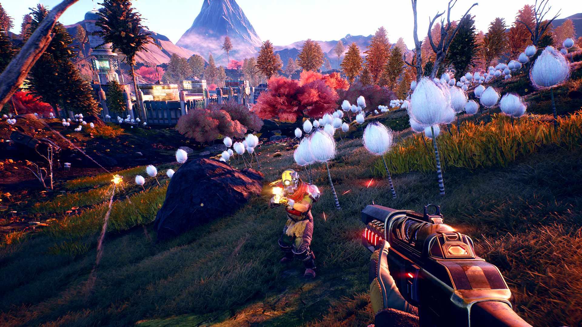 Two players on an Alien planet in The Outer Worlds, یکی از بهترین بازی های RPG.