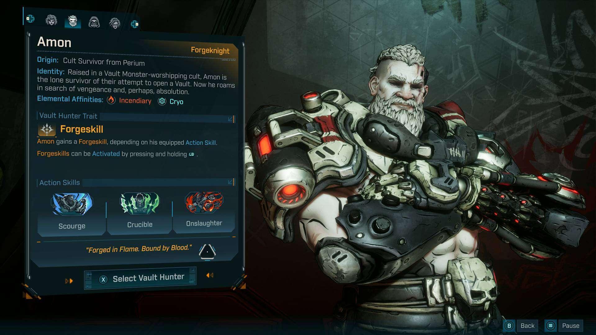 بیلد Amon Forgeknight در Borderlands 4، ایمون در صفحه انتخاب شخصیت با توضیحات – نکات و ترفندهای Borderlands 4