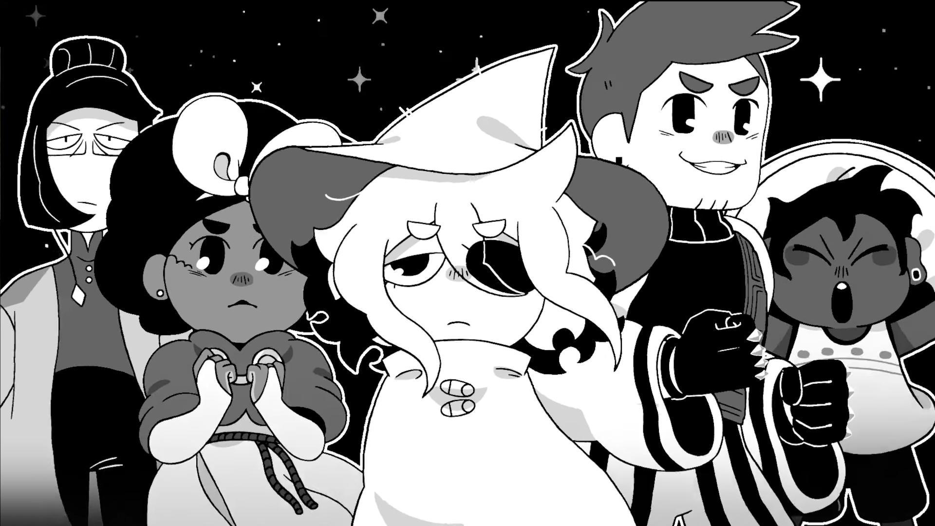 Siffrin leading a party in In Stars and Time, یکی از بهترین بازی های RPG.