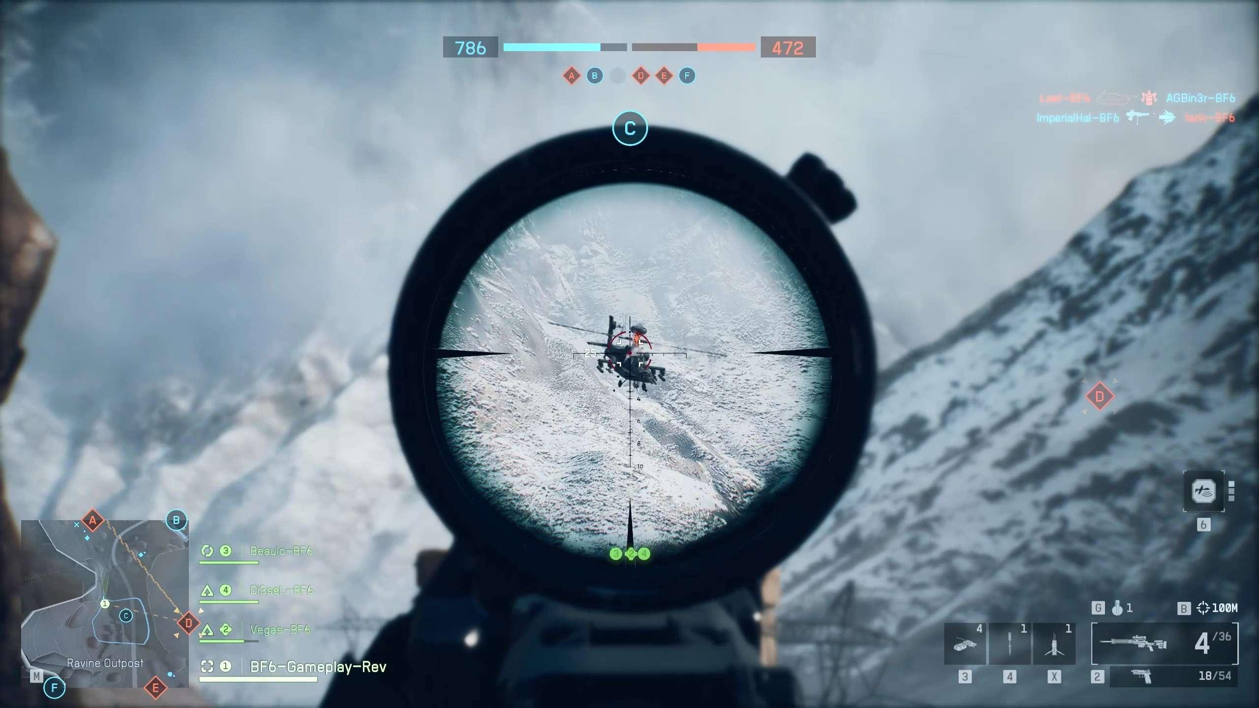 گیم پلی چندنفره Battlefield 6 بازگشت به ریشه ها که نمای اول شخصی از دوربین تفنگ را در حال هدف گیری یک هلیکوپتر نشان می دهد