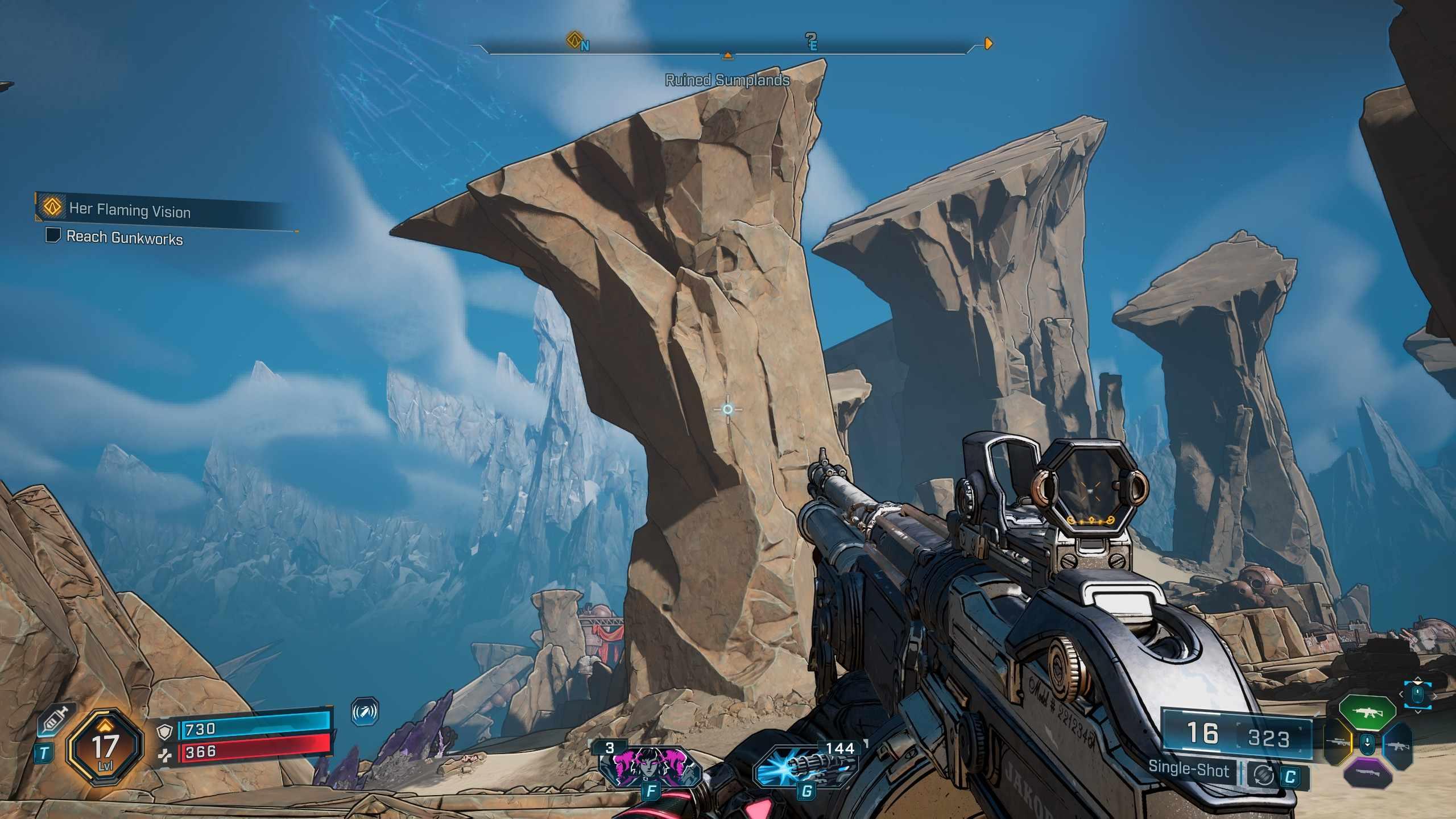 Borderlands 4 review screenshot showing cliffs towering beneath blue skies - Borderlands 4 بهتر از Destiny 2 در حال حاضر