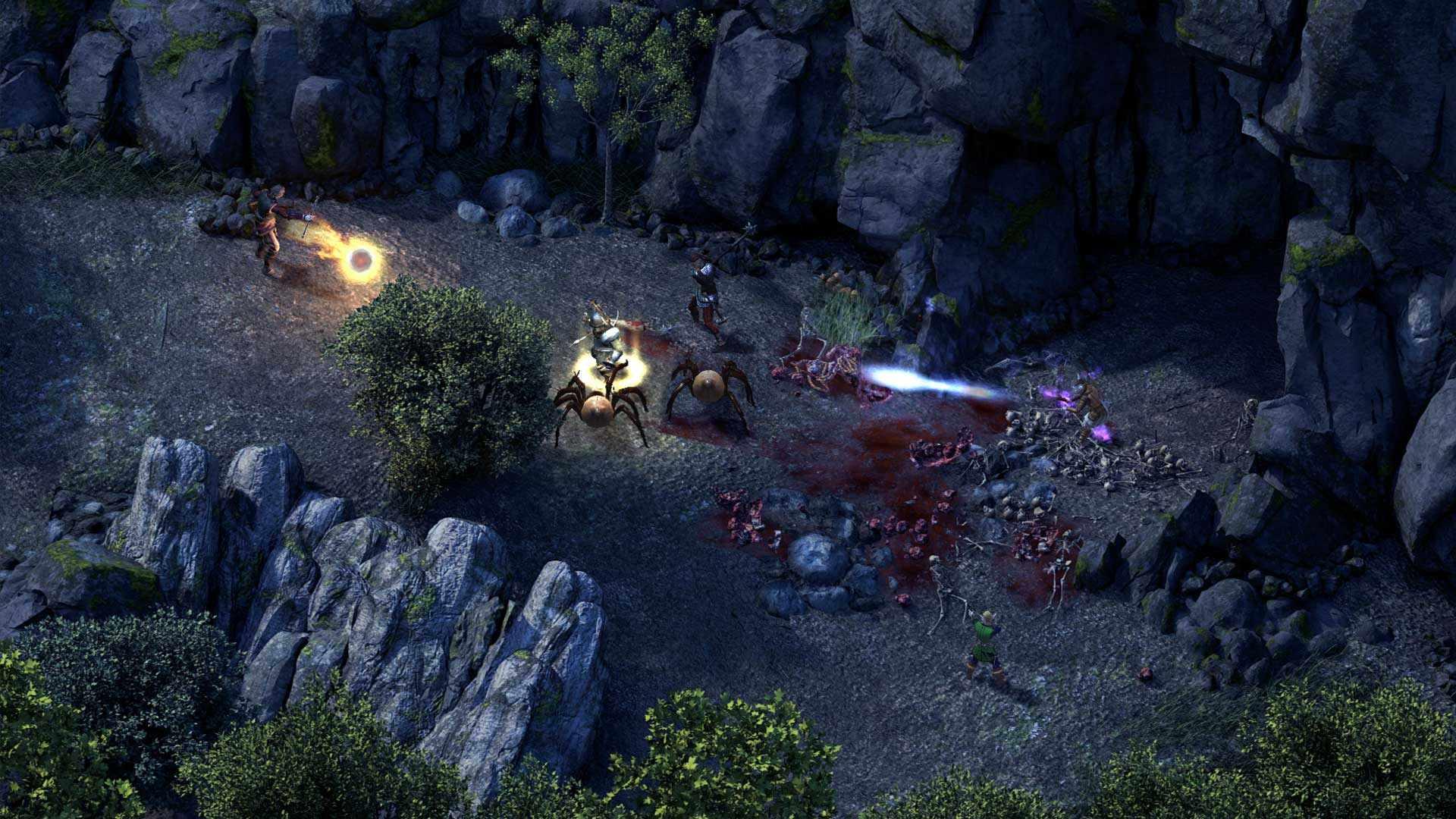 Players fighting spiders in Pillars of Eternity, یکی از بهترین بازی های RPG.
