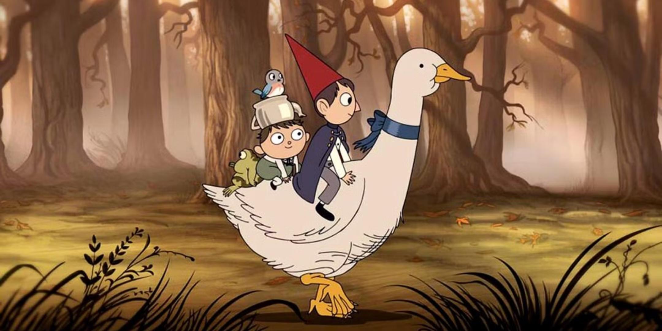 ورت و گرگ سوار بر غاز در Over the Garden Wall، انیمیشن بدون قسمت بد