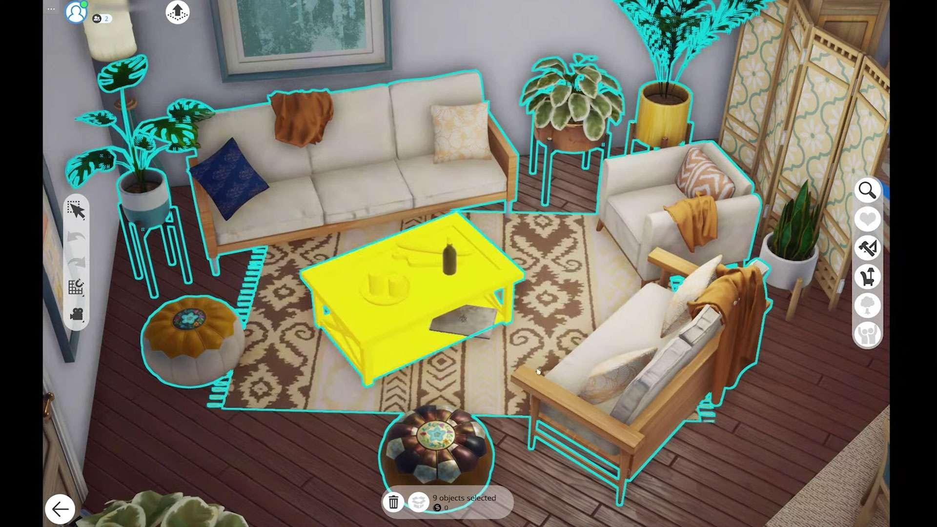 تصاویر مفهومی Project Rene و The Sims 5 از اتاق نشیمن در حال تزیین
