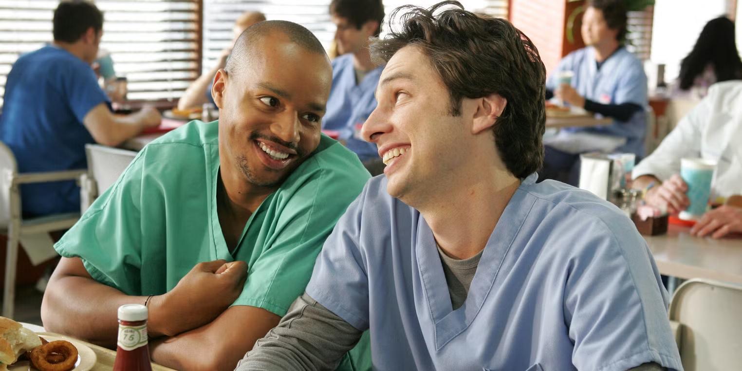 زک براف و دونالد فیزون در Scrubs - بهترین سریال برای دوباره دیدن