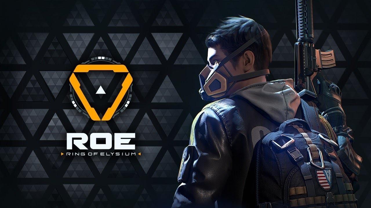 The title screen from Ring of Elysium showing a masked soldier holding an automatic rifle, یکی از بهترین بازی های بتل رویال