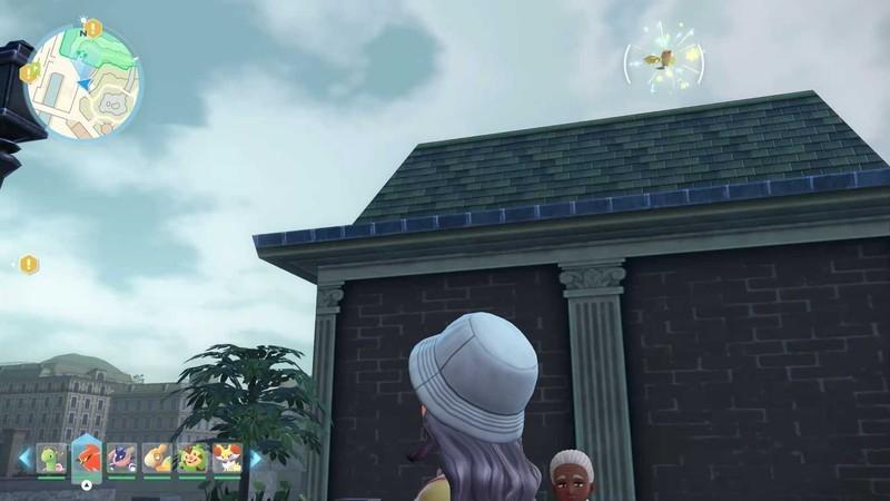 چگونه Pokemon shiny بگیریم: A shiny Fletchling appears in Pokemon Legends: Z-A, with stars coming out of it.