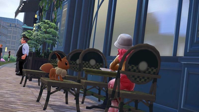 Eevee و یک مربی در کافه ای در Pokemon Legends: Z-A نشسته اند و این نشان دهنده افزایش دوستی در Pokemon Legends: Z-A است.