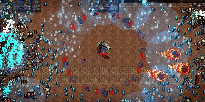 شخصیتی از Vampire Survivors در حال رها کردن یک حمله قدرتمند در همه جهات، یک بازی برای خستگی و تخلیه انرژی.