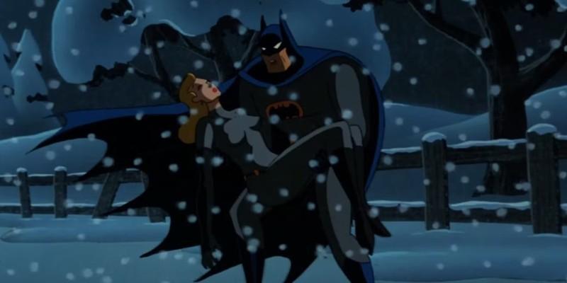 بتمن کت وومن را در برف در Batman The Animated Series Cat Scratch Fever حمل می کند - از قسمت های ضعیف بتمن