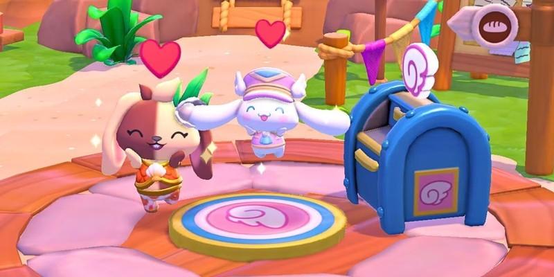 بازیکن و Cinnamoroll در کنار صندوق پستی سریع در Hello Kitty Island Adventure ایستاده اند، یک بازی آرام برای خستگی.