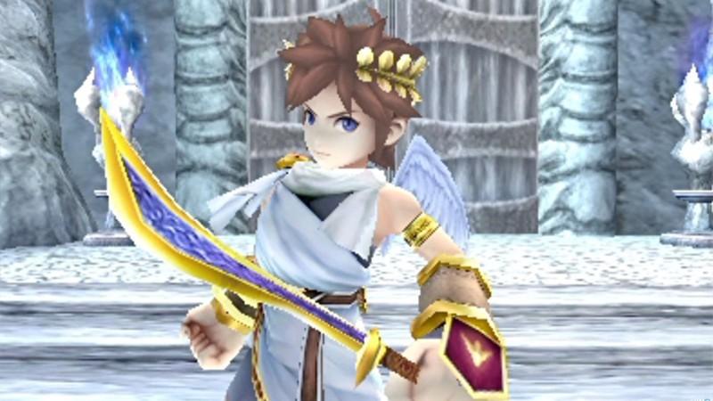 Pit holding a blue and gold sword in Kid Icarus: Uprising, یکی از بهترین بازی های Nintendo 3DS.