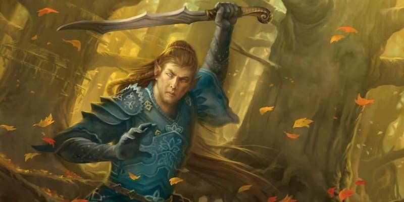 جادوگر Bladesinger در حال اجرای یک طلسم در حالی که شمشیری را بالا نگه داشته است. ساب کلاس های جدید D&D Heroes of Faerûn