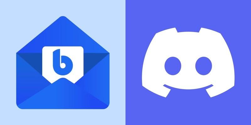 لوگوهای Blue Mail و Discord. نشت مدارک شناسایی Discord.