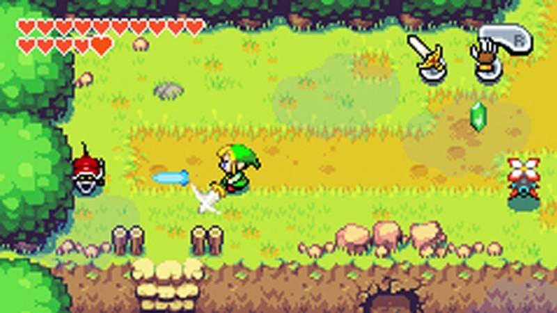 بهترین بازی های Zelda: اسکرین شات Minish Cap لینک رو در حال مبارزه با دشمنی به نام Spiny Beetle نشون میده