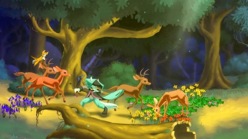 A screenshot of animals in a sunny forest from Dust: An Elysian Tail, یکی از بهترین بازی های Metroidvania.