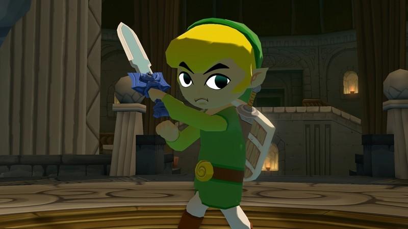 بهترین بازی های Zelda: اسکرین شات The Legend of Zelda: Wind Waker لینک رو در حال بالا بردن شمشیرش نشون میده