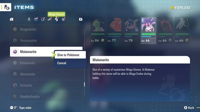 نکات بازی Pokemon Legends: Z-A: Giving a Malamar a Malamarite.