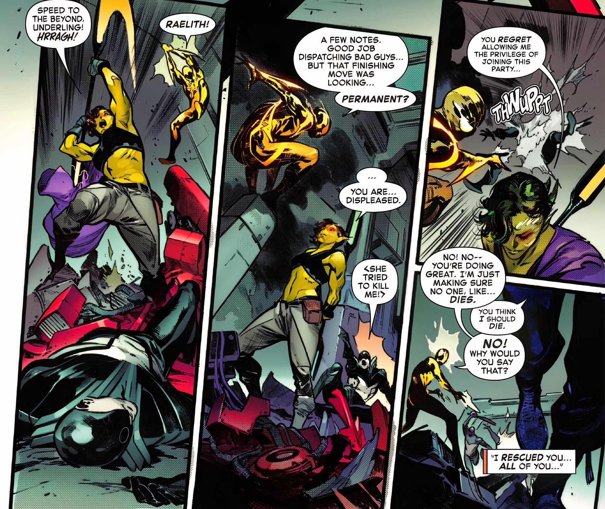 Spider-Man در حال صحبت با رائیلیث، Spider-Man تیم جدید Guardians of the Galaxy، مارول
