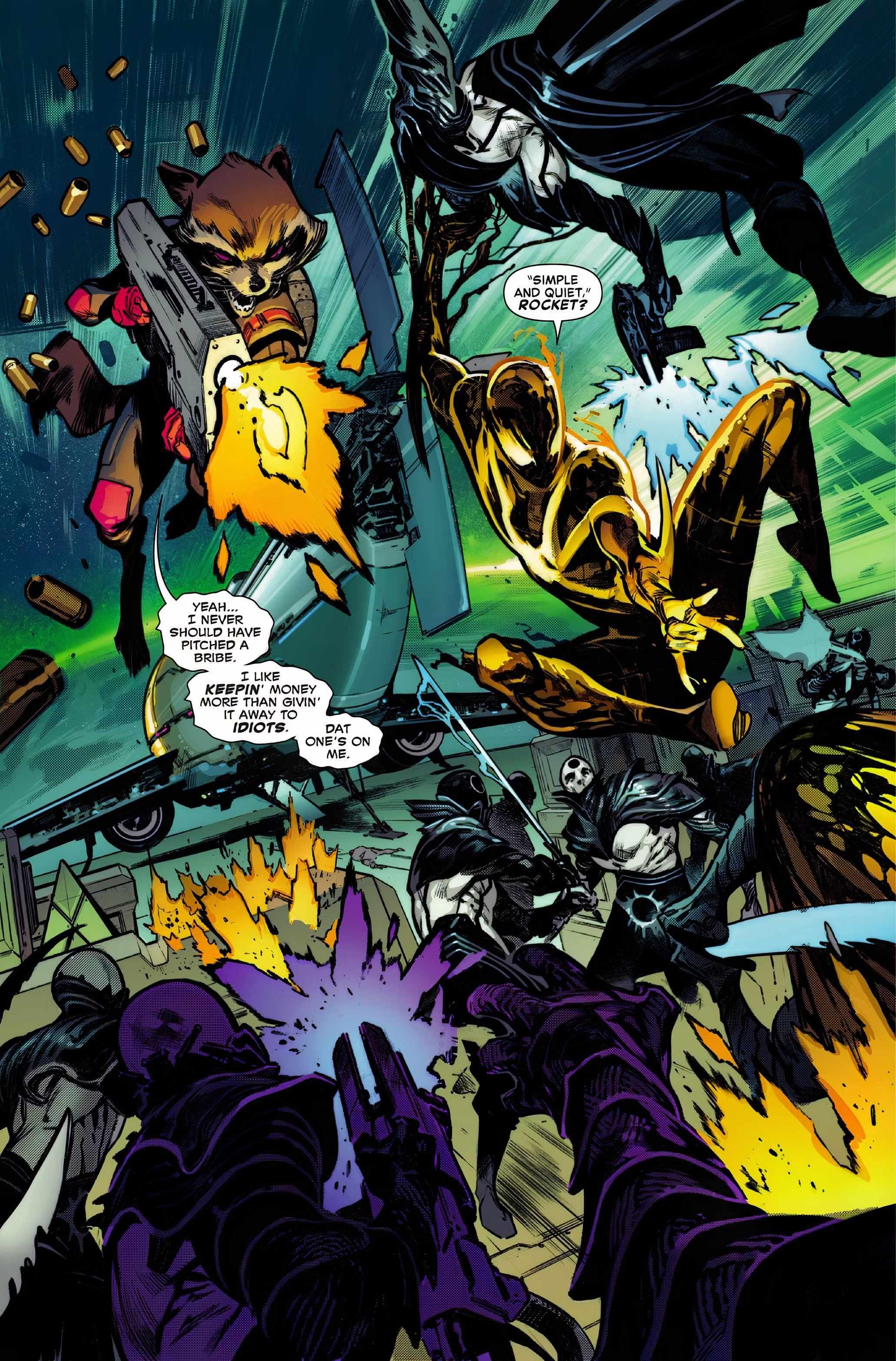 Spider-Man و راکت راکون در حال مبارزه با هم، Spider-Man تیم جدید Guardians of the Galaxy، مارول
