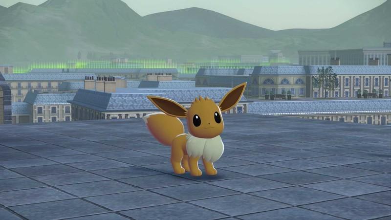 محل های Eevee در Pokemon Legends: Z-A: یک اسکرین شات از ایوی (Eevee) روی پشت بام.