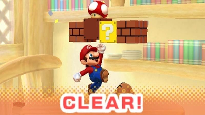 Mario jumping and punching a mystery box in Picross 3D: Round 2, از بهترین بازی های Nintendo 3DS.