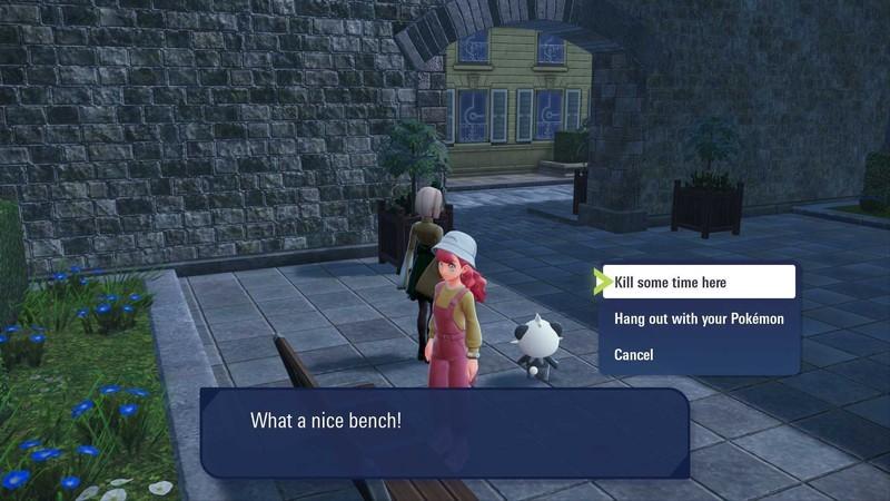 نکات بازی Pokemon Legends: Z-A: Interacting with a bench.
