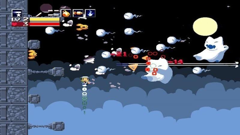 A screenshot of ghosts in Cave Story, یک Metroidvania کلاسیک و از بهترین بازی های Metroidvania.
