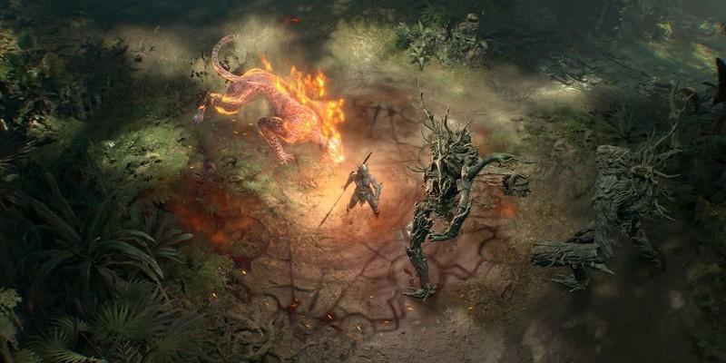 تصویر Diablo 4 Season 8 Belials Return از یک spiritborn که از قدرت Jaguar استفاده می کند، یک بازی اکشن برای خستگی.