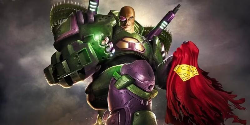 Brainiac عامل نابودی کریپتون در برابر لکس لوتر: لکس در حال نگه داشتن شنل Superman است