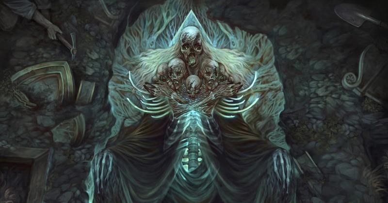 تصویر هنری Magic The Gathering از خدای مرگ اسکلتی Myrkul از داستان های D&D. ساب کلاس های جدید D&D Heroes of Faerûn