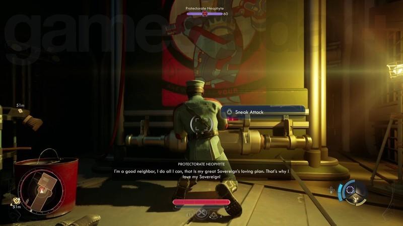 انتخاب Security Ops یا Central Dispatch: The Outer Worlds 2 Security Ops sneak attack on protectorate guy